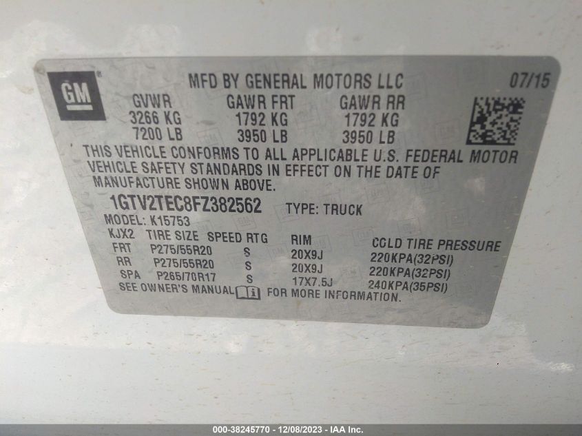 2015 GMC SIERRA 1500 - 1GTV2TEC8FZ382562
