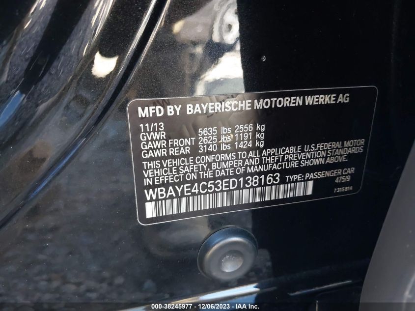 2014 BMW 740LI WBAYE4C53ED138163