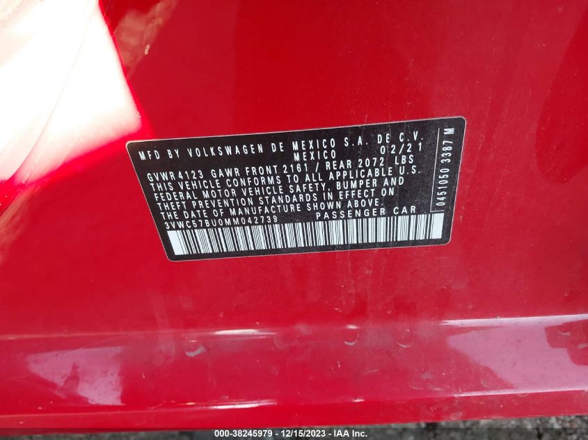 2021 VOLKSWAGEN JETTA 1.4T R-LINE/1.4T S - 3VWC57BU0MM042739