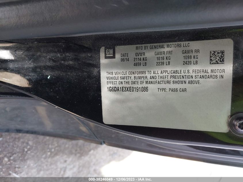 2014 CADILLAC CTS - 1G6DA1E3XE0191086