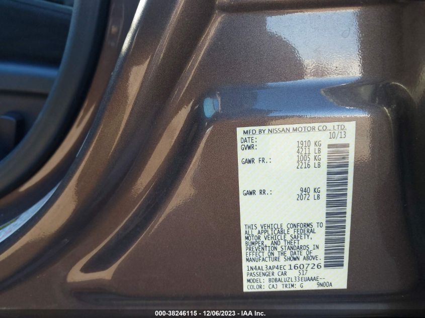 2014 NISSAN ALTIMA 2.5 SV - 1N4AL3AP4EC160726