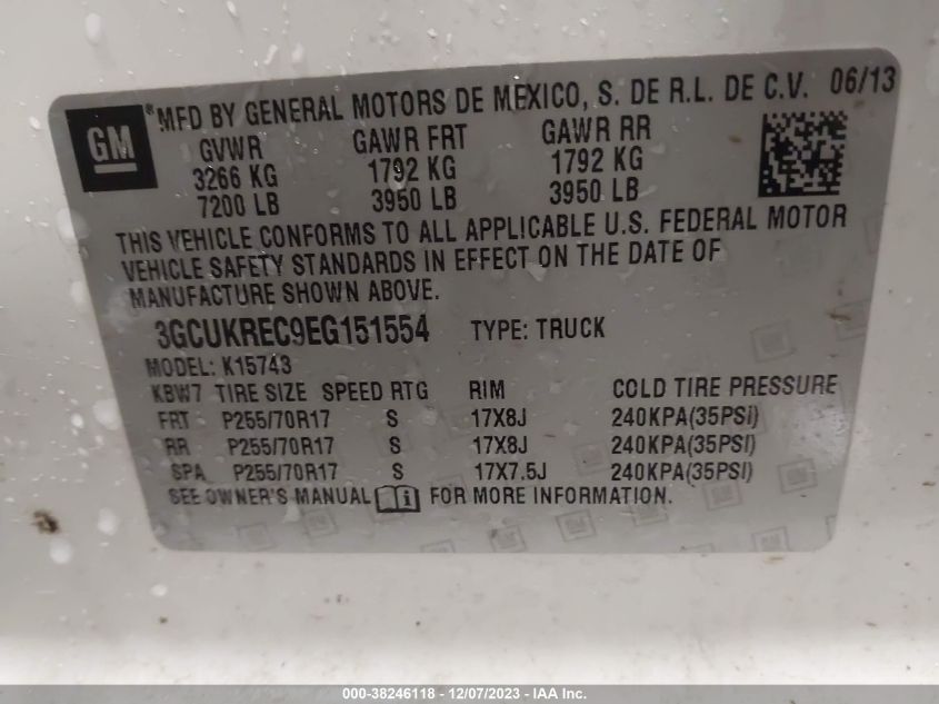 2014 CHEVROLET SILVERADO 1500 1LT - 3GCUKREC9EG151554
