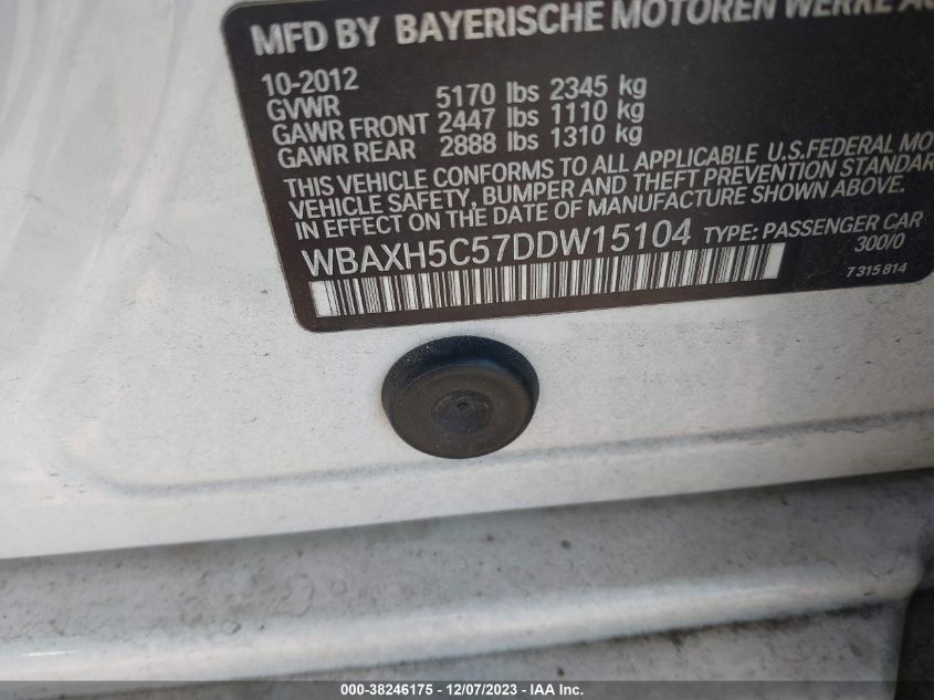 2013 BMW 528I XDRIVE WBAXH5C57DDW15104