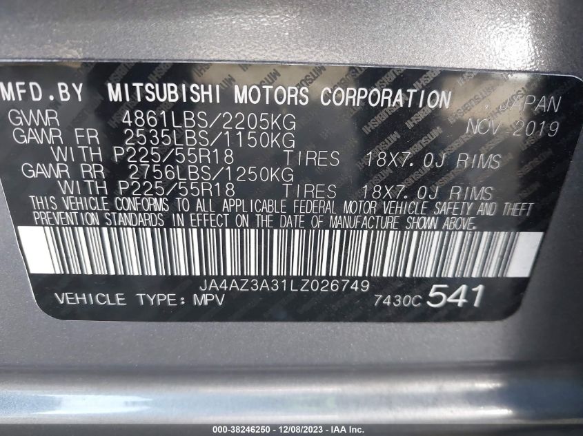 2020 MITSUBISHI OUTLANDER ES 2.4 /LE 2.4 - JA4AZ3A31LZ026749