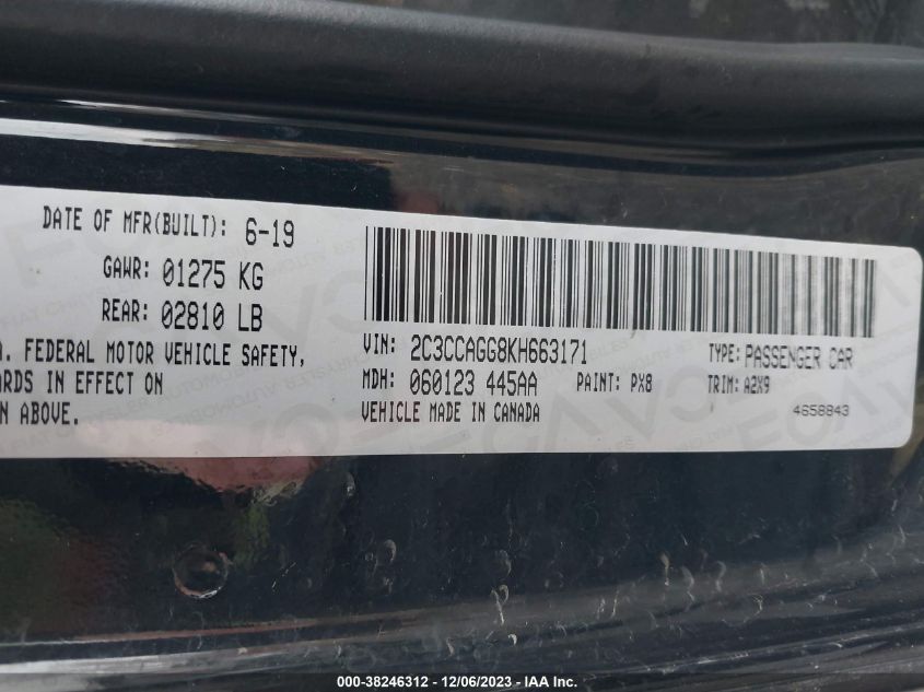 2019 CHRYSLER 300 S - 2C3CCAGG8KH663171
