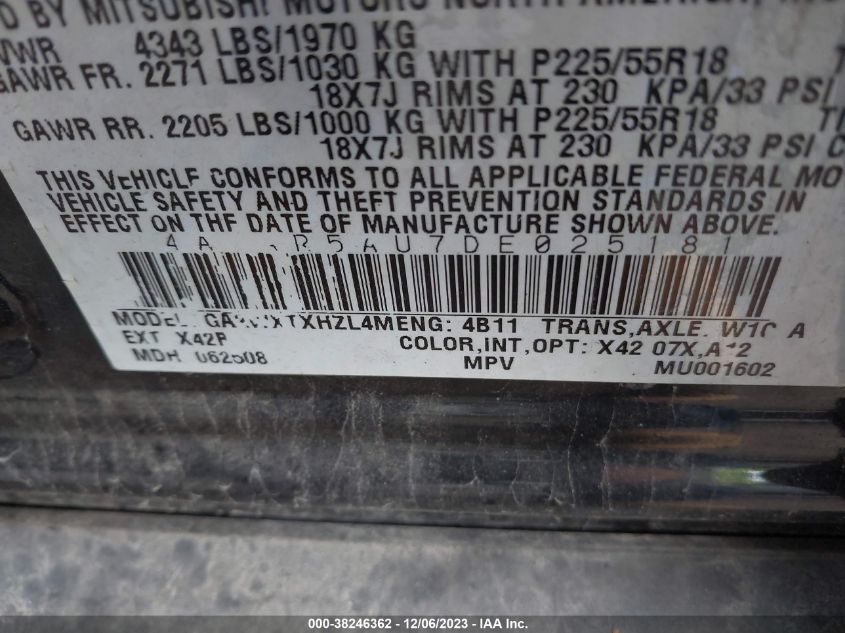 2013 MITSUBISHI OUTLANDER SPORT LE - 4A4AR5AU7DE025181