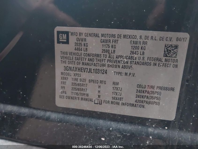 2018 CHEVROLET EQUINOX LS - 3GNAXHEV7JL103124