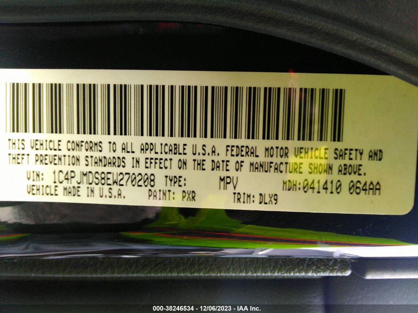2014 JEEP CHEROKEE LIMITED - 1C4PJMDS8EW270208