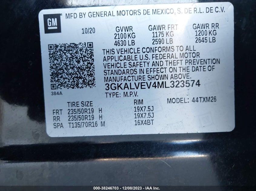 VIN 3GKALVEV4ML323574 2021 GMC TERRAIN AWD SLT