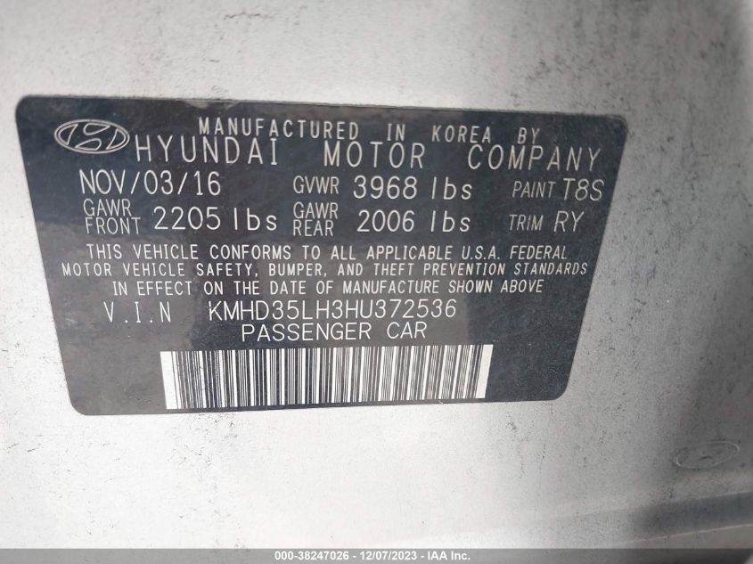 2017 HYUNDAI ELANTRA GT - KMHD35LH3HU372536