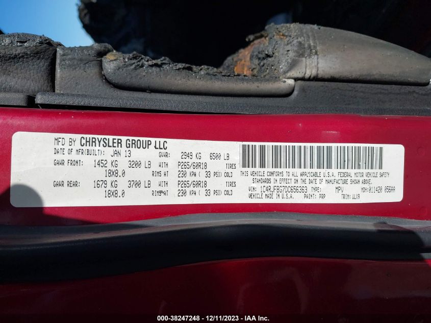 2013 JEEP GRAND CHEROKEE LIMITED - 1C4RJFBG7DC656363