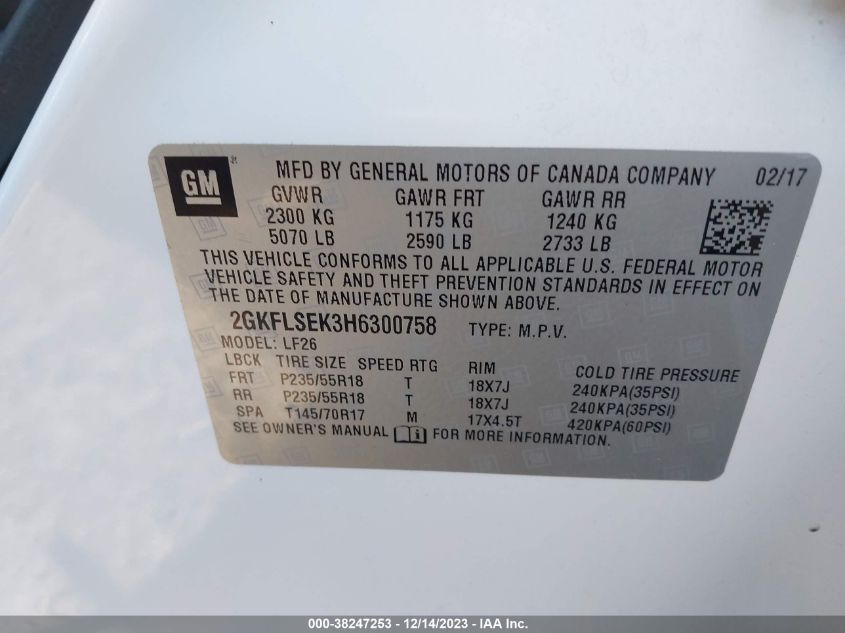 2017 GMC TERRAIN SLE-1 - 2GKFLSEK3H6300758