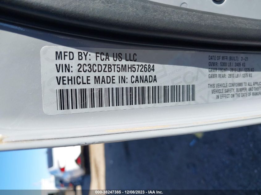 2021 DODGE CHALLENGER R/T - 2C3CDZBT5MH572684