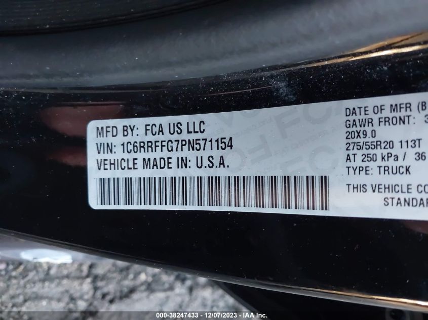 2023 RAM 1500 BIG HORN/LONE STAR - 1C6RRFFG7PN571154