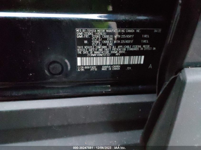 2022 TOYOTA RAV4 XLE - 2T3RWRFV0NW137357