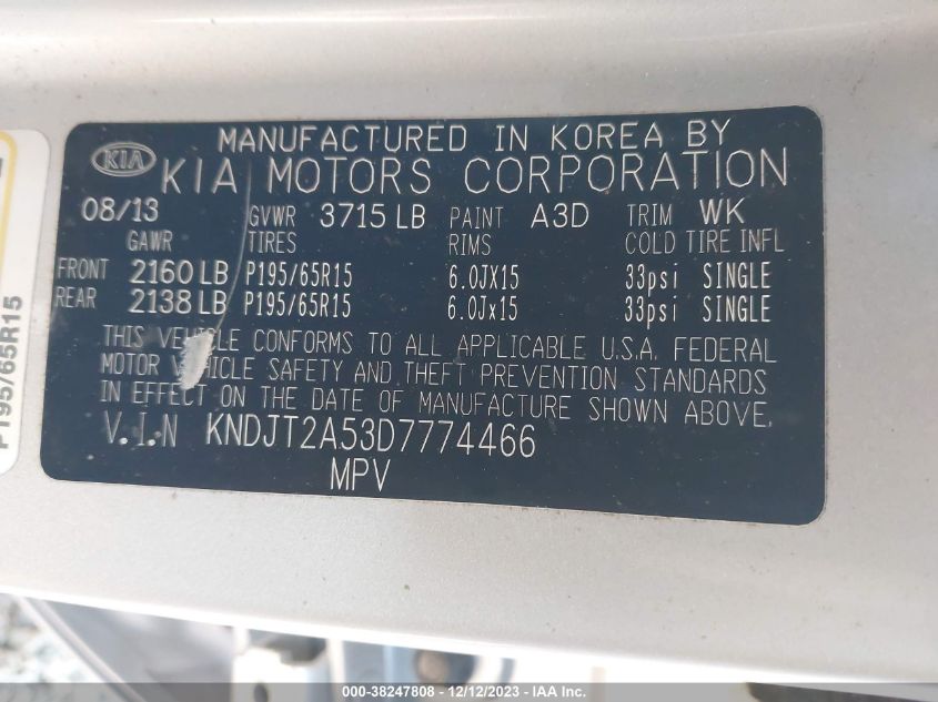 2013 KIA SOUL - KNDJT2A53D7774466
