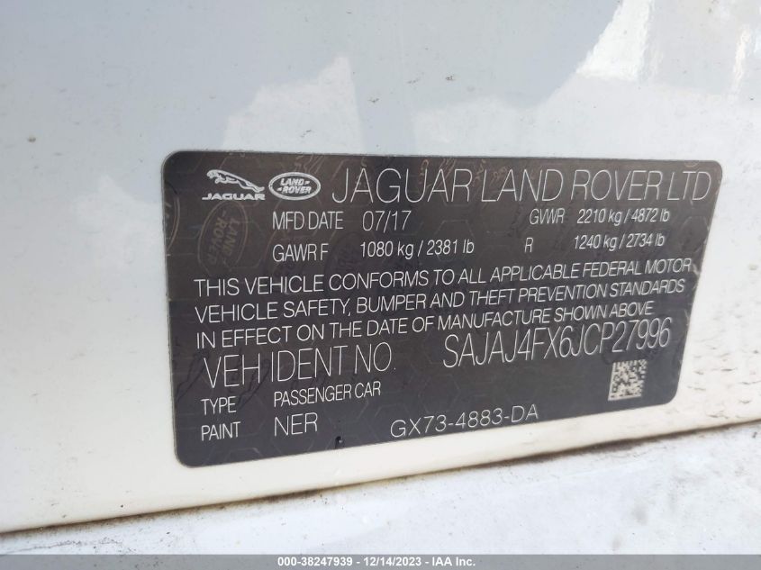 2018 JAGUAR XE PREMIUM - SAJAJ4FX6JCP27996