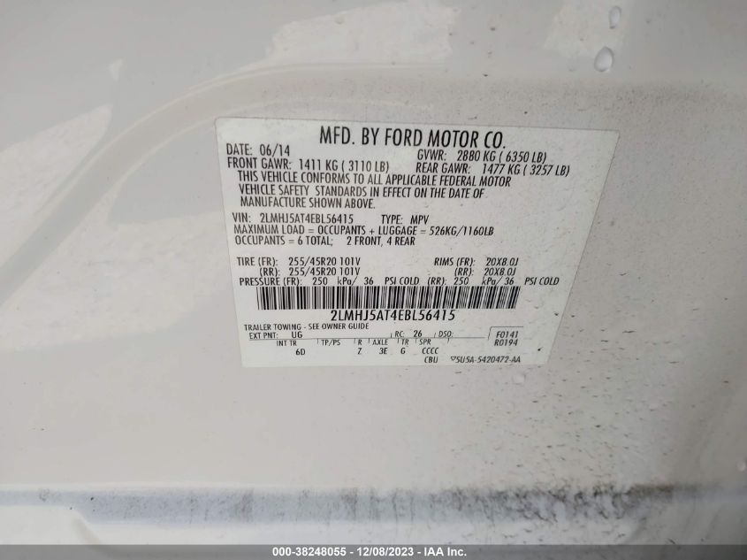 2014 LINCOLN MKT - 2LMHJ5AT4EBL56415