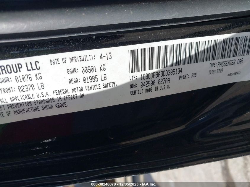 2013 DODGE DART SXT/RALLYE - 1C3CDFBA3DD305134