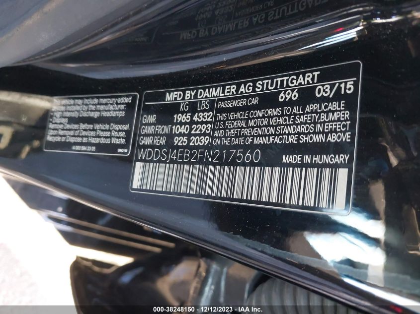 2015 MERCEDES-BENZ CLA 250 - WDDSJ4EB2FN217560