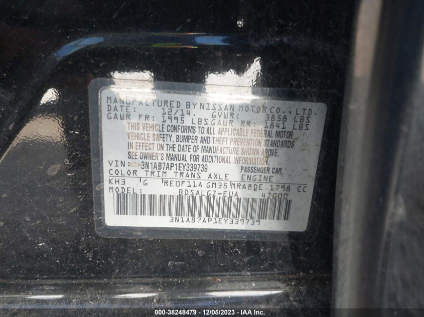 2014 NISSAN SENTRA SL - 3N1AB7AP1EY339739