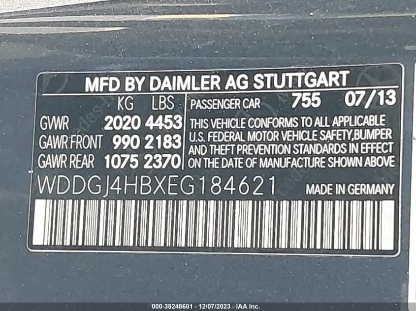 2014 MERCEDES-BENZ C 250 WDDGJ4HBXEG184621