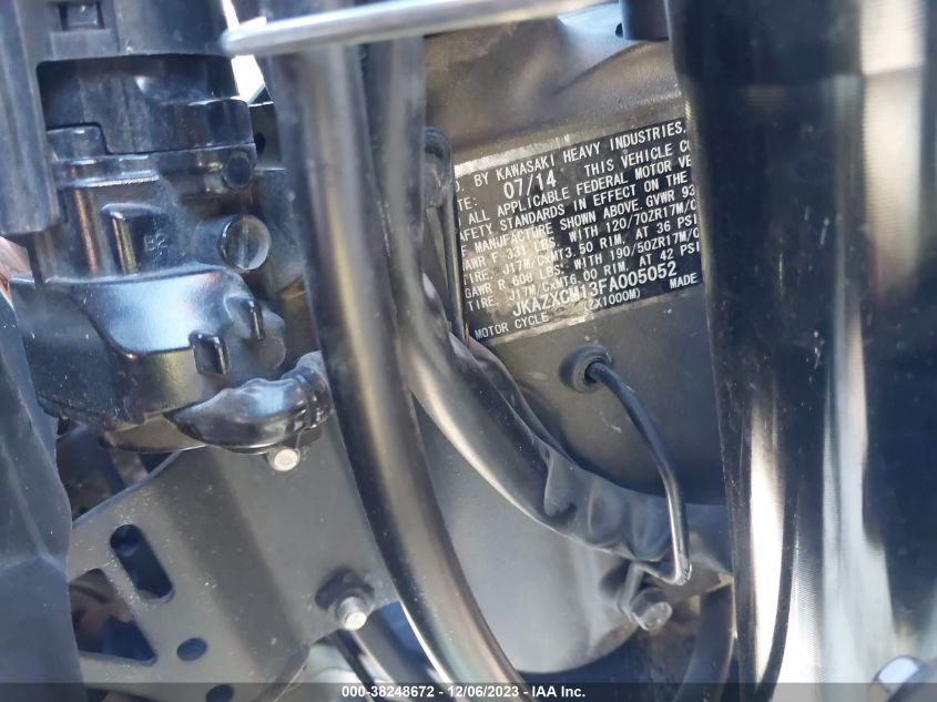 2015 KAWASAKI ZX1000 M JKAZXCM13FA005052