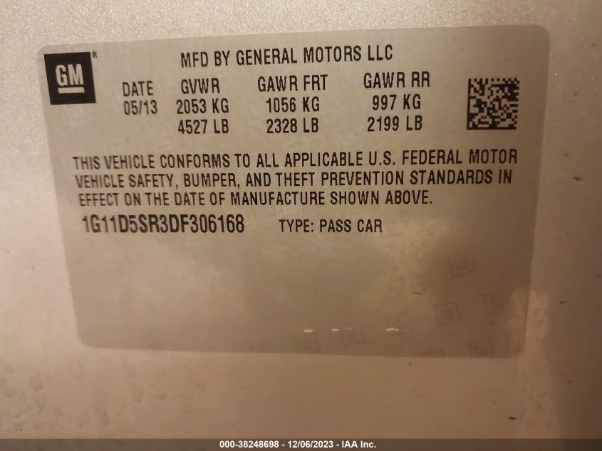 2013 CHEVROLET MALIBU 1LT - 1G11D5SR3DF306168