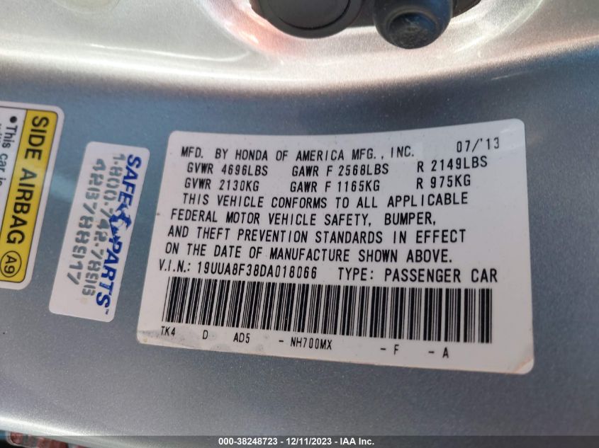 2013 ACURA TL 3.5 SPECIAL EDITION - 19UUA8F38DA018066