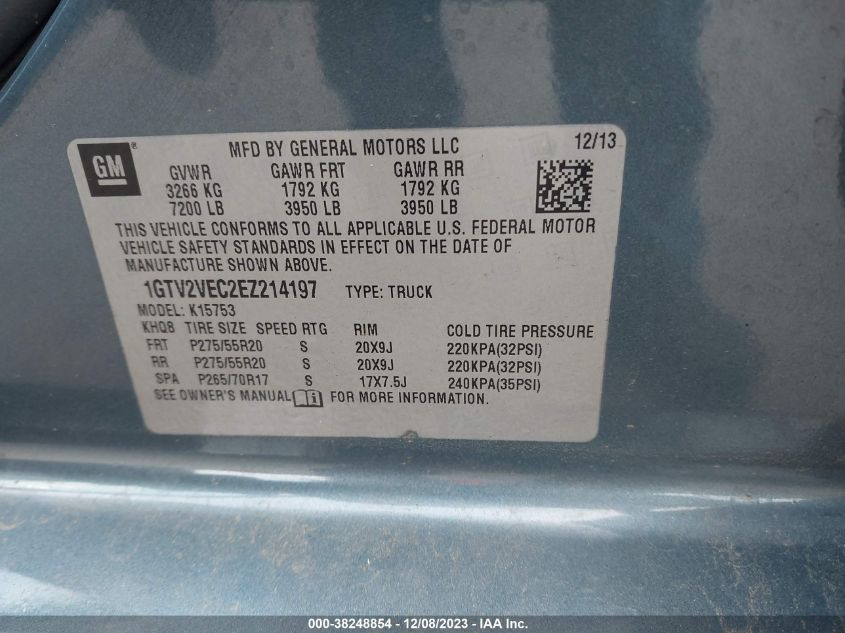 2014 GMC SIERRA 1500 SLT - 1GTV2VEC2EZ214197