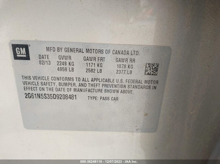 2013 CADILLAC XTS STANDARD - 2G61N5S35D9208481