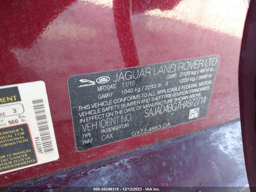 2017 JAGUAR XE PREMIUM - SAJAD4BG7HA972714