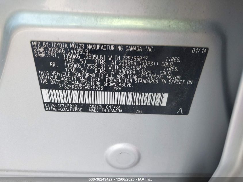 2014 TOYOTA RAV4 LE - 2T3ZFREV9EW079525