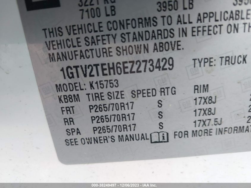 2014 GMC SIERRA 1500 - 1GTV2TEH6EZ273429