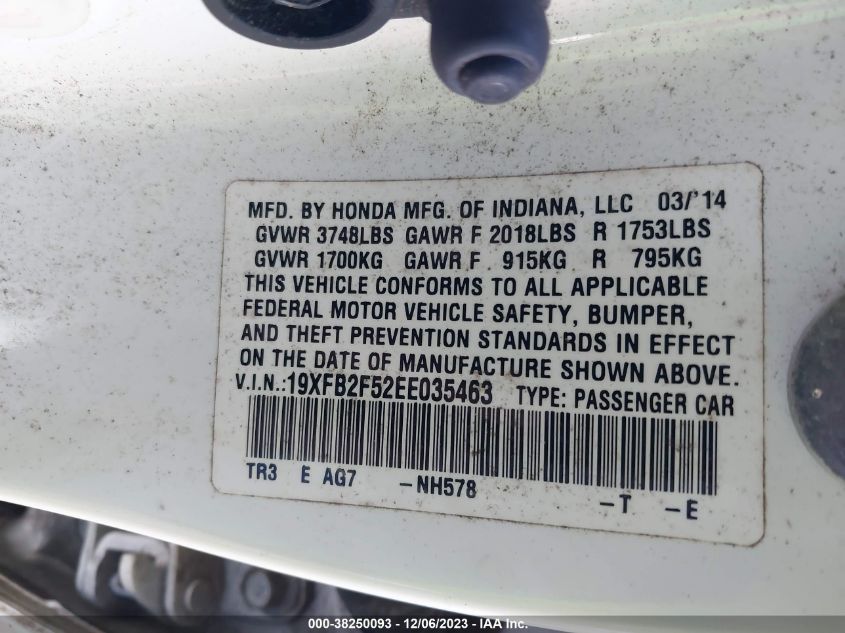 2014 HONDA CIVIC LX - 19XFB2F52EE035463