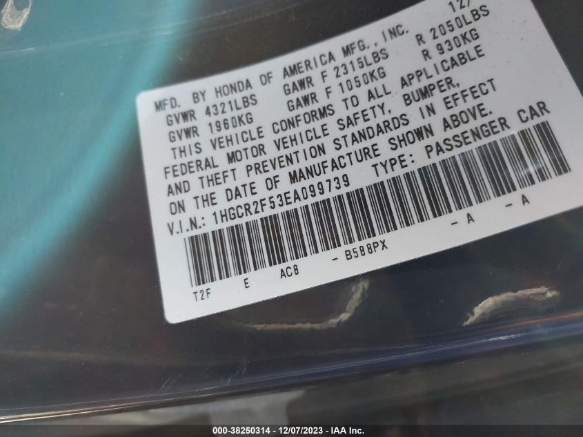 2014 HONDA ACCORD SPORT - 1HGCR2F53EA099739