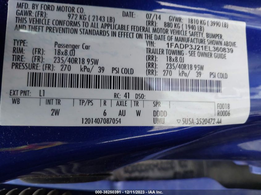 2014 FORD FOCUS TITANIUM - 1FADP3J21EL360839