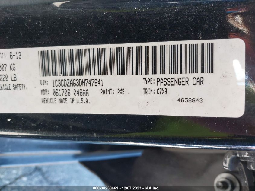 2013 DODGE AVENGER SE - 1C3CDZAG3DN747641