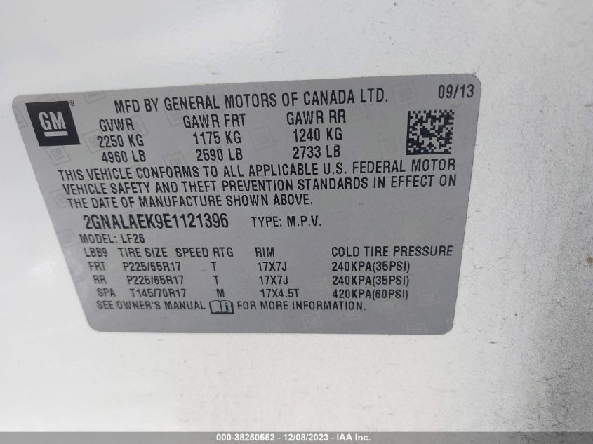 2014 CHEVROLET EQUINOX LS - 2GNALAEK9E1121396