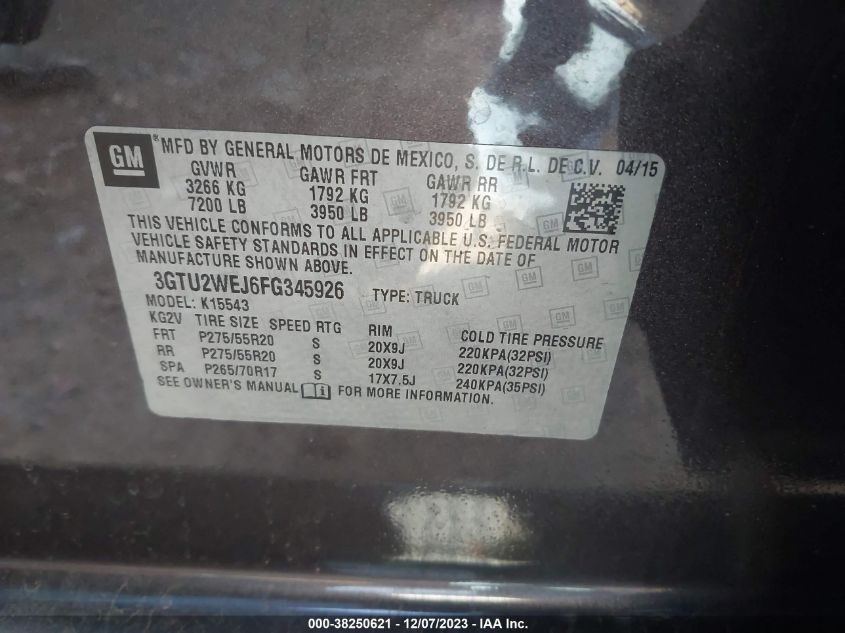 2015 GMC SIERRA 1500 DENALI - 3GTU2WEJ6FG345926