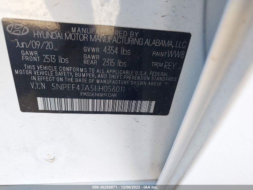 2020 HYUNDAI SONATA SEL - 5NPEF4JA5LH056011