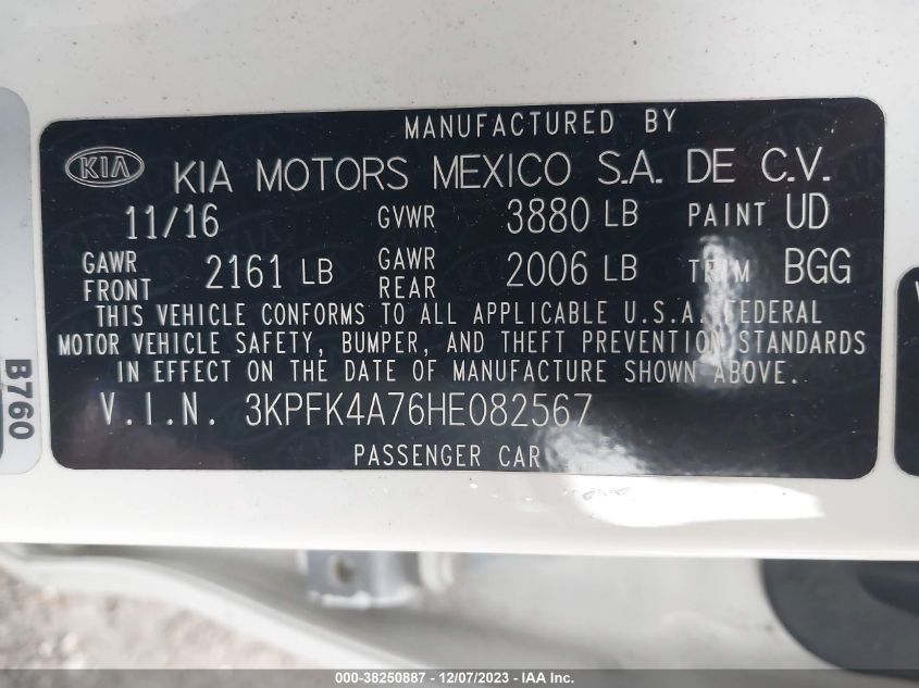 2017 KIA FORTE LX - 3KPFK4A76HE082567