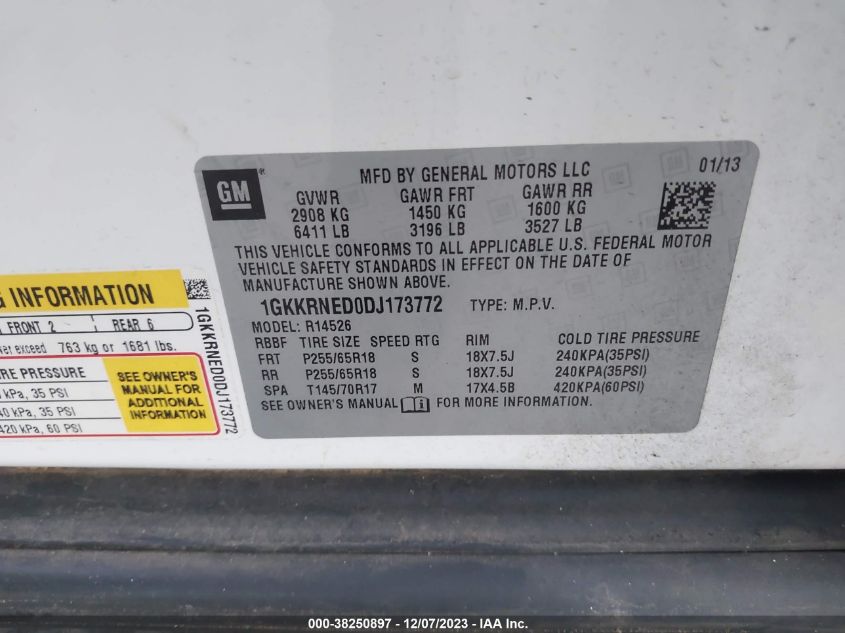 2013 GMC ACADIA SLE-1 - 1GKKRNED0DJ173772