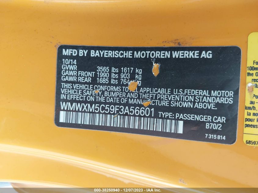 2015 MINI HARDTOP COOPER - WMWXM5C59F3A56601