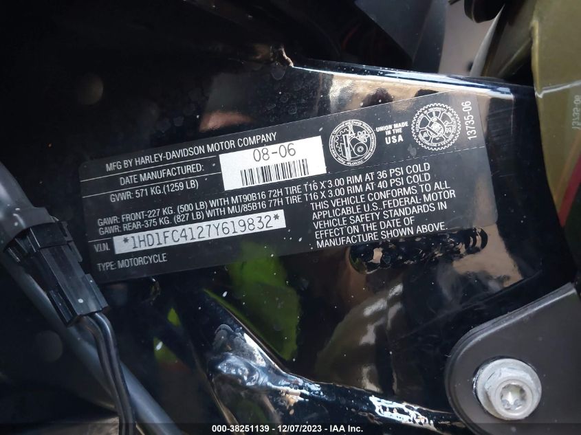 2007 HARLEY-DAVIDSON FLHTCUI 1HD1FC4127Y619832