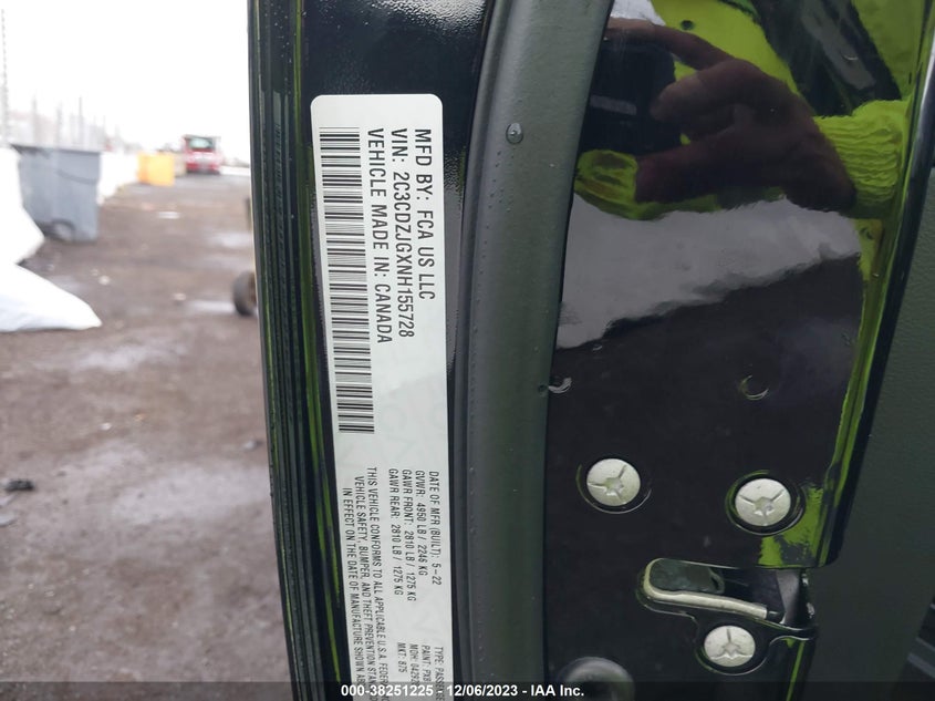 VIN 2C3CDZJGXNH155728 2022 DODGE CHALLENGER GT