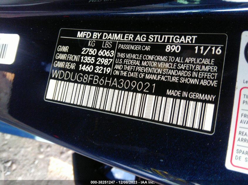 2017 MERCEDES-BENZ S 550 4MATIC WDDUG8FB6HA309021