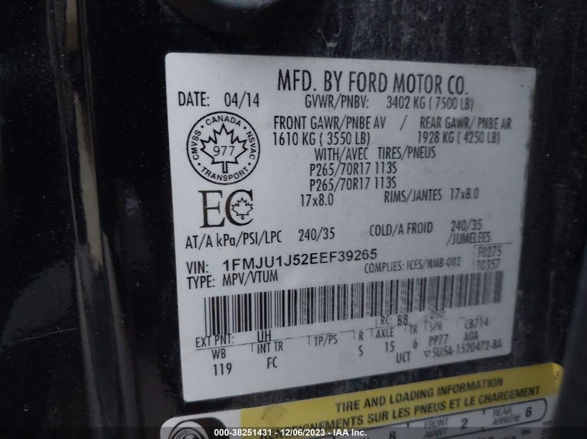 2014 FORD EXPEDITION XLT - 1FMJU1J52EEF39265