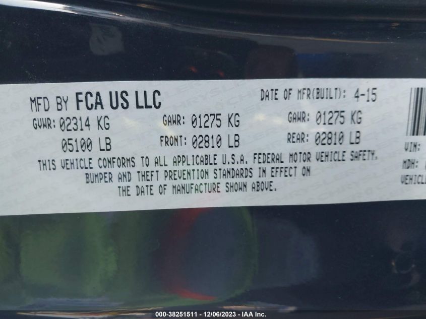 2015 DODGE CHARGER SE - 2C3CDXBG7FH827037