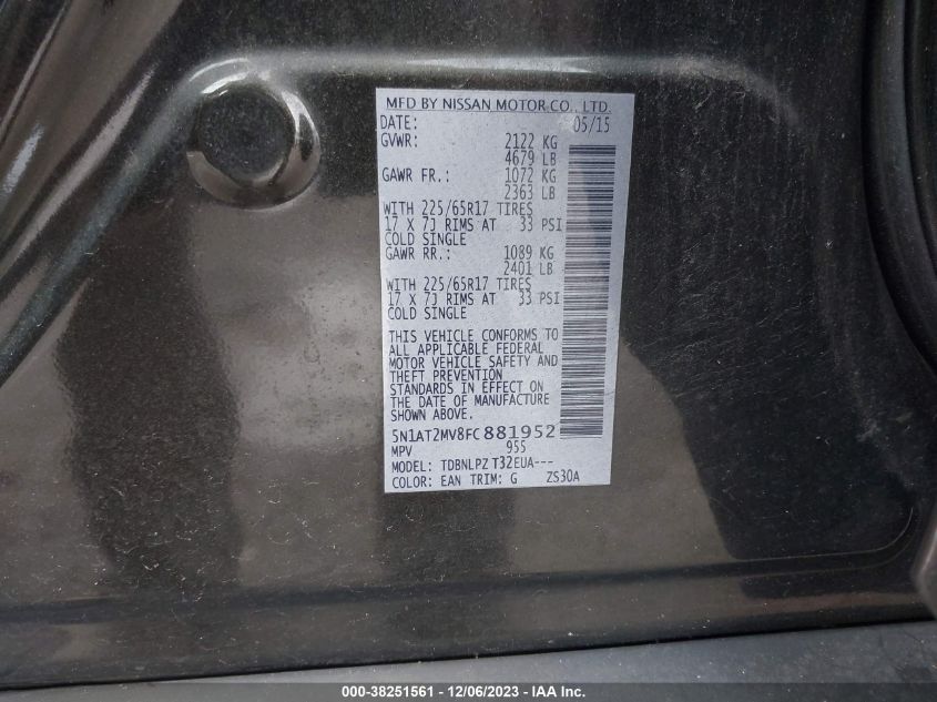 2015 NISSAN ROGUE S - 5N1AT2MV8FC881952